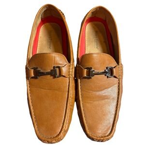 Henry Ferrera Collection Tan Loafers Metal Clasp Detail Size 11